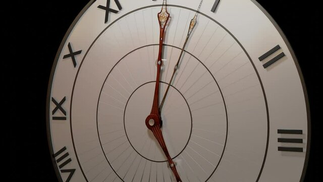 the hands of an antique clock with Roman numerals rotate rapidly. looped animated background time lapse. 3d render