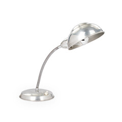 old fashioned chrome desk lamp on white background