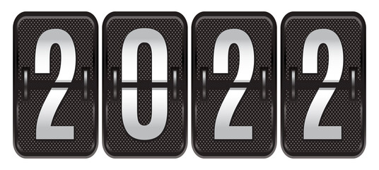 2022 lettering on stylish carbon-surfaced keys. Template, element for design