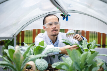 plant medicine biology scientist research concept, outdoor agricultural technology laboratory field