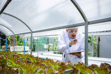 plant medicine biology scientist research concept, outdoor agricultural technology laboratory field