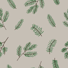 Vector background with a Christmas tree branch. Winter holiday texture