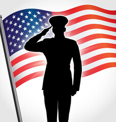 marine silhouette with usa flag waving