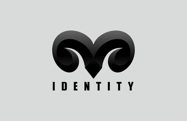 Fototapeta premium Black Bold Ram Horn Logo