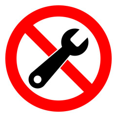 Forbidden repair raster icon on a white background. An isolated flat icon illustration of forbidden repair with nobody.
