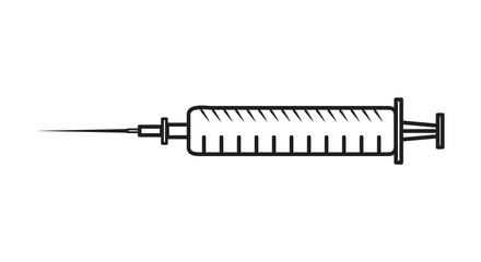 Sketch illustration of syringe. Injection tool vector illustration. Vaccination and virus prevention. Doodle style drawing