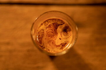 hot coffee and cafe concept, a cup of drink of caffeine espresso making from professional barista
