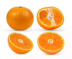 Tangerine or clementine on white background
