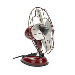 Stylish old electric fan on white background
