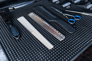 Professional tools and equipment for haircuts and hairstyles in a hairdresser or barbershop