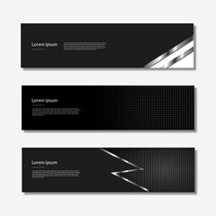 Fototapeta premium Set of minimalistic, modern and elegant black background web banner. Vector illustration template with texture and place for text