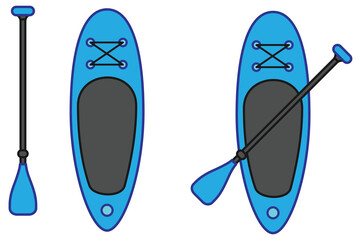 Paddleboard and Paddle Clipart Set - Color