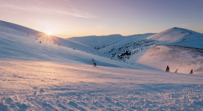 Panorama of the Carpathian mountains. Winter Carpathians. Dragobrat ski resort. Freedom and active lifestyle concept. Natural light. Vibrant photo wallpaper. Carpathian, Ukraine, Europe.Happy New Year