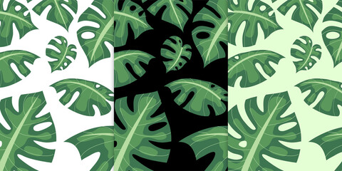 Green tropical vector leaves collection set