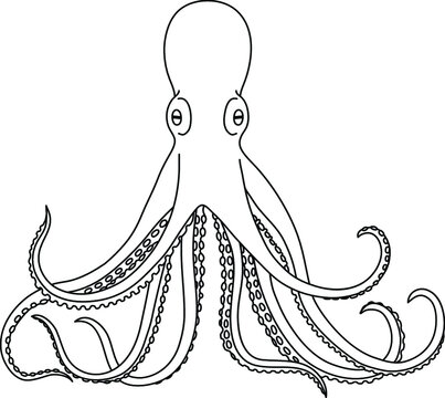 Realistic Octopus Clipart Set - Outline