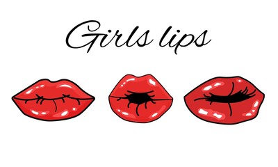 Vector collection of sexy girls lips