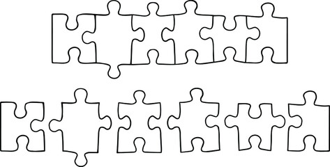 Puzzle Pieces Clipart Set - Outline