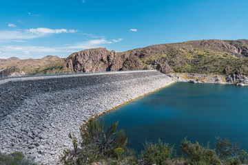 Dam reservoir in the mountains.