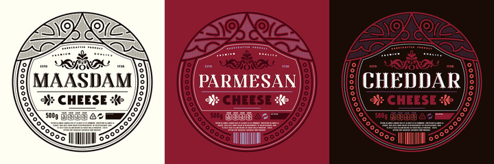 Set of template decorative label for cheese