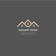 Brown Blue Modern Real Estate Building Brand Logo