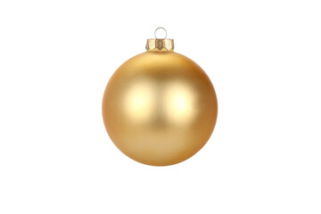 Gold Christmas ball isolated on white background. Happy New Year baubles bombs bulbs colorful decoration. Xmas glass ball. Poster, banner, cover card, brochure design for christmas tree.