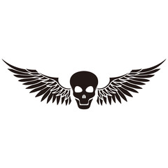 Human skull with wings for tattoo design 