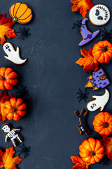 Halloween party background - cookies with pampkins