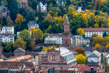 Historische Häuser an einem Berg in Heidelberg