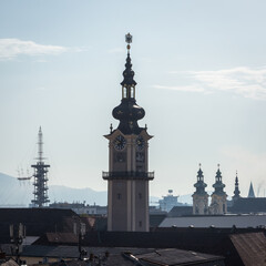 Obraz premium Austrian town Linz with Old Cathedral