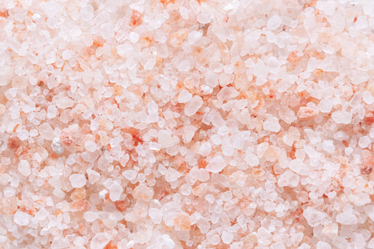 Himalayan pink crystal salt. Top view. Macro shot