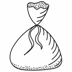 santa sack doodle drawing, vector, isolated