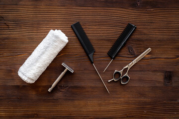 Professional hairdresser tools with barber scissors