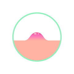 A pimple rises above the skin, circle illustration. Purulent inflammation on the surface of the skin. Vector illustration, flat minimal color cartoon design, isolated on white background, eps 10.