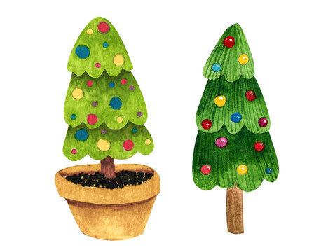 watercolor christmas tree
