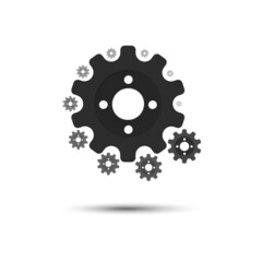 Black gear icon with white background with empty space for your text. vector illustration