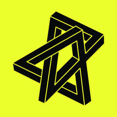 Impossible objects. Line geometric shapes. Optical illusion figure. Geometry.