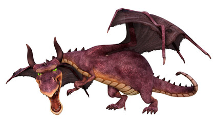 3D Rendering Fairy Tale Dragon on White
