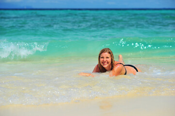 woman in bikini on the beach