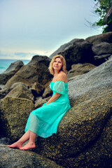 woman on the beach in summer