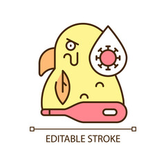 Psittacosis RGB color icon. Parrot fever, ornithosis. Zoonotic bird disease. Domestic bird infection. Bacteria caused illness. Isolated vector illustration. Simple filled line drawing. Editable stroke