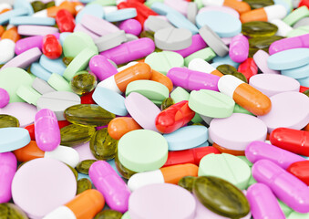 Pills, different types and colours