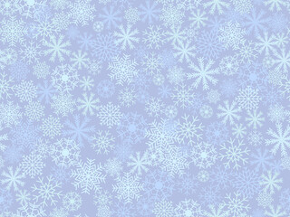 Snowflakes seamless pattern. Falling snow. Snowflake line art for Christmas and New Year. Christmas design for greeting cards, promotional materials and banners. Vector illustration
