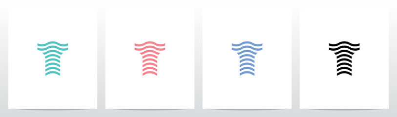 Wavy Lines Forming Letter Logo Design T