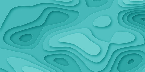 Fototapeta premium Latest abstract cyan green 3d papercut background. Paper craft colorful waves. Minimalistic modern design for business presentations. paper cut background. Abstract origami wave design. 