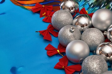 christmas balls on snow