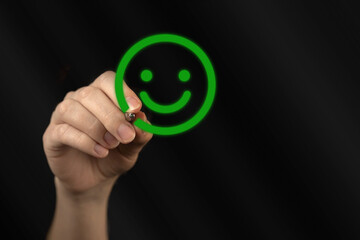 Customer review. Satisfaction, feedback survey, reputation and ranking of business. Hand drawing...