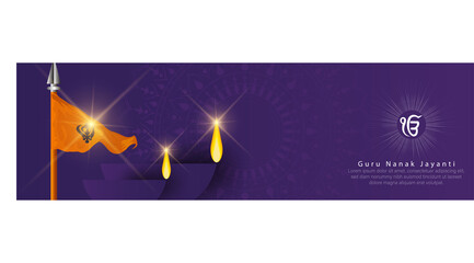 Abstract vector illustration happy guru nanak jayanti. web page, poster, banner.
