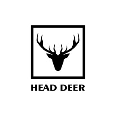 Deer Logo Design, Image, Head, Black, Wild, Animal, Vector