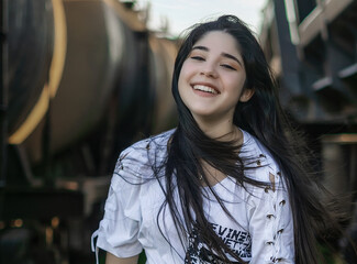 Portrait of a Hispanic female smiling on a sunny day