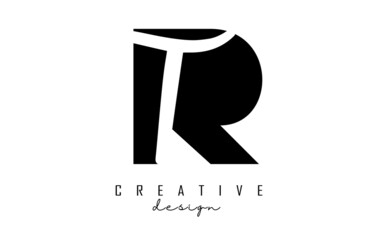 Letters RT Logo with a minimalist design. Letters R and T with geometric and handwritten typography.